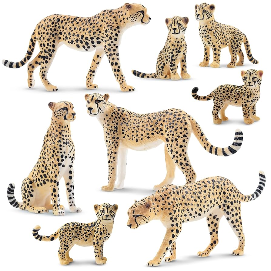 Amazon.co.jp: TOYMANY 8PCSチーターフィギュア 野生動物